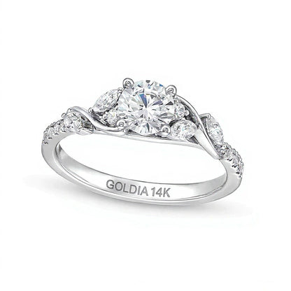 0.88 CT. TW Diamond Vine Cascading Engagement Ring in 14K White Gold (I/I2)