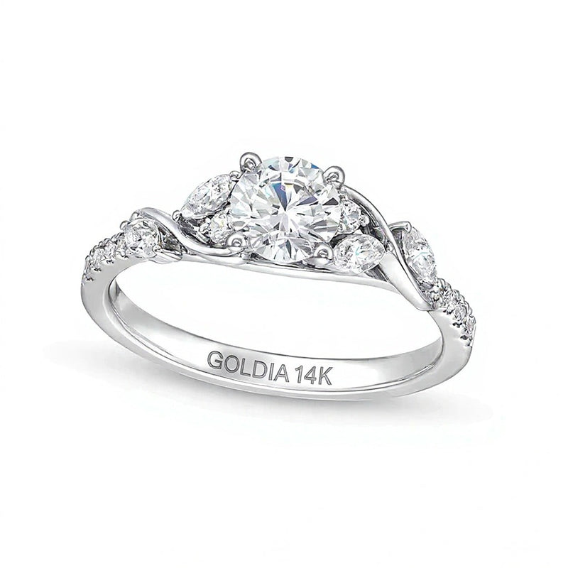 0.88 CT. TW Diamond Vine Cascading Engagement Ring in 14K White Gold (I/I2)