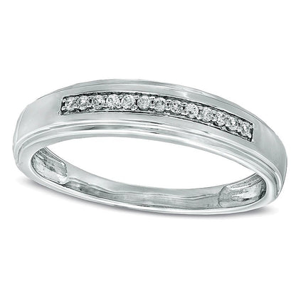 Diamond Accent Wedding Band in 10K White Gold