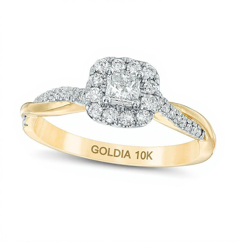 0.38 CT. TW Princess-Cut Diamond Frame Twist Engagement Ring in 10K Gold