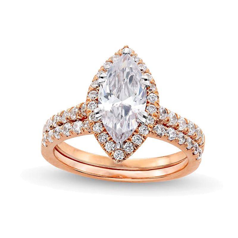 2.25 CT. TW Marquise-Cut Lab-Grown Diamond Frame Bridal Set in 14K Rose Gold (I/SI2)
