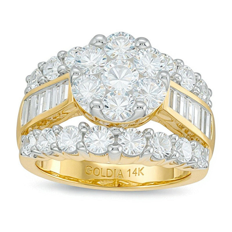 4.0 CT. TW Multi-Diamond Triple-Row Engagement Ring in 14K Gold