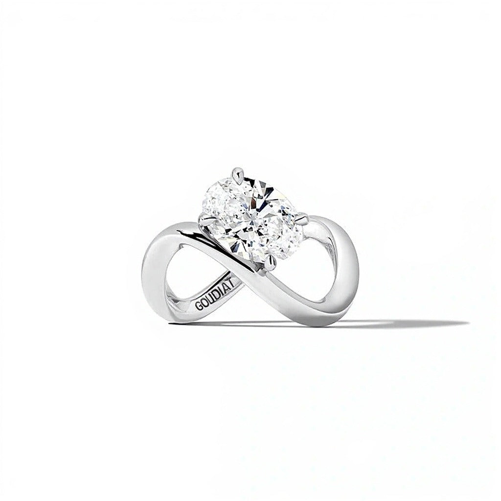 Zales x SHAHLA 2.0 CT. Oval Lab-Grown Diamond Solitaire Infinity Ring in Platinum (F/VS2)