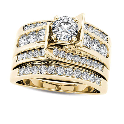 1.25 CT. TW Diamond Multi-Row Bridal Set in 14K Gold
