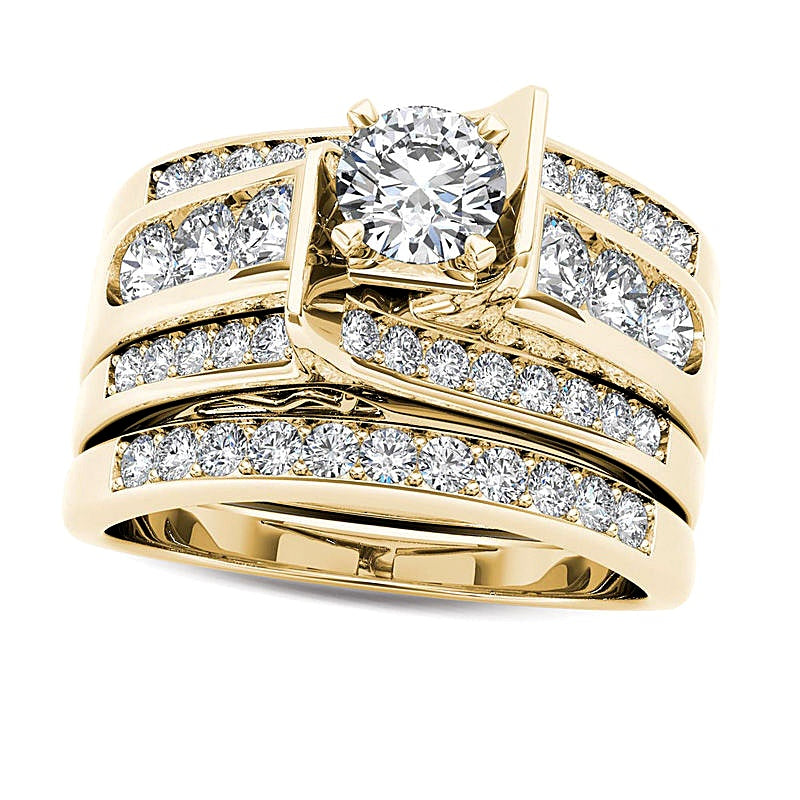 1.25 CT. TW Diamond Multi-Row Bridal Set in 14K Gold