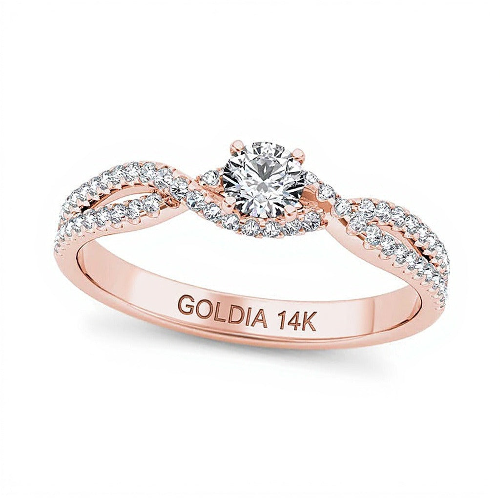 0.38 CT. TW Diamond Twist Engagement Ring in 14K Rose Gold