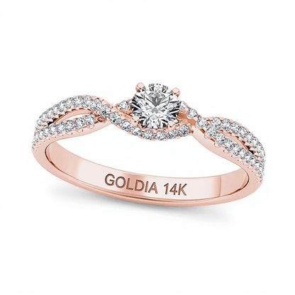 0.38 CT. TW Diamond Twist Engagement Ring in 14K Rose Gold