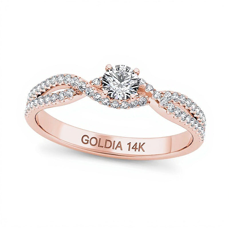 0.38 CT. TW Diamond Twist Engagement Ring in 14K Rose Gold