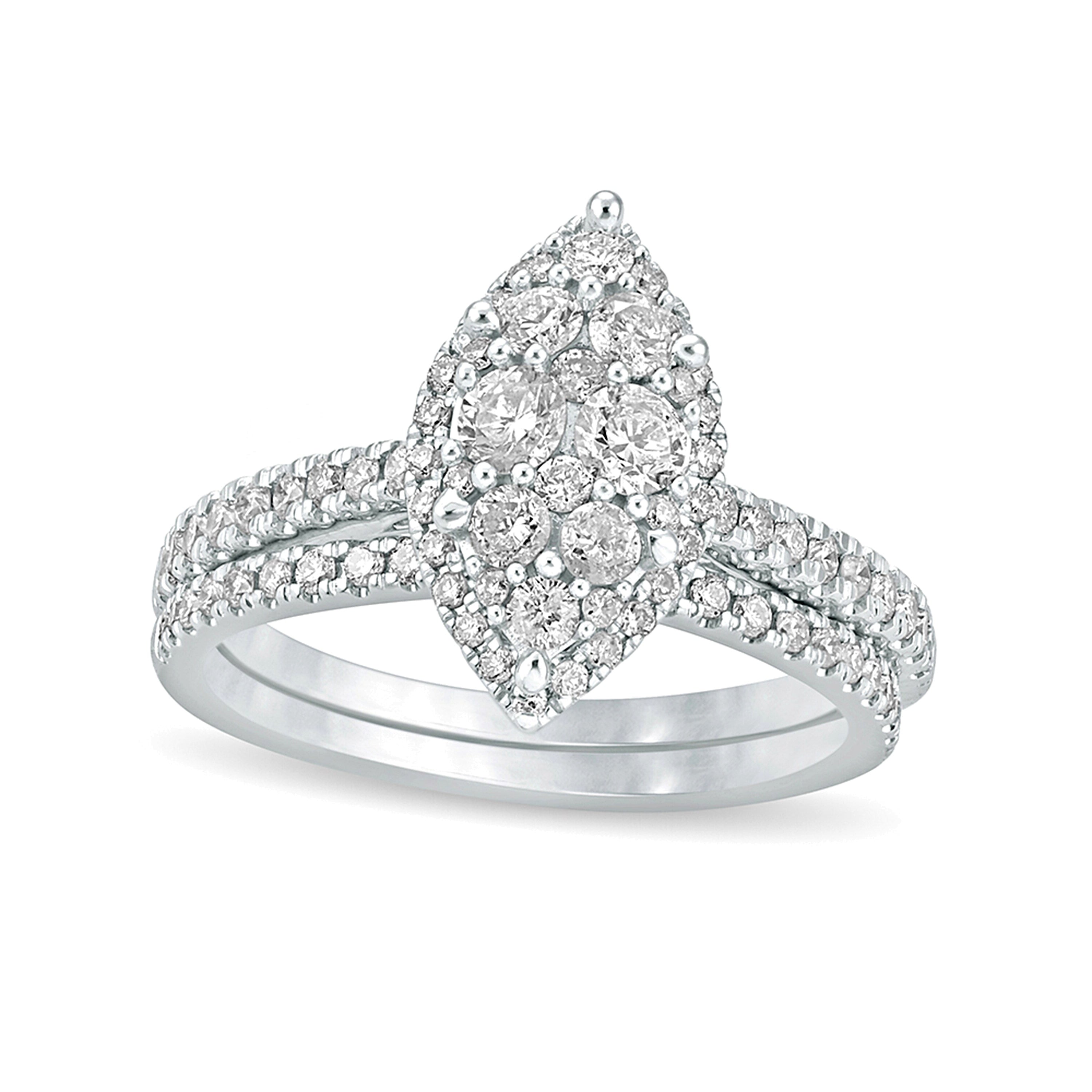 1.0 CT. TW Composite Marquise Diamond Bridal Set in 10K White Gold