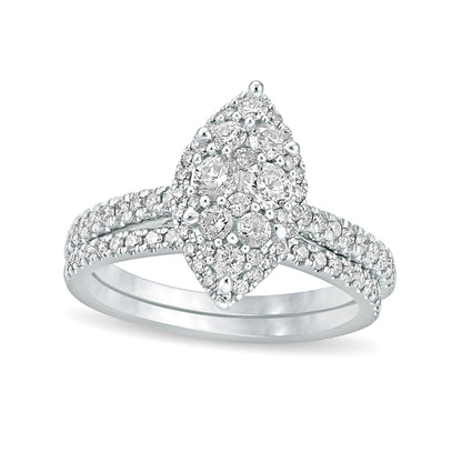 1.0 CT. TW Composite Marquise Diamond Bridal Set in 10K White Gold