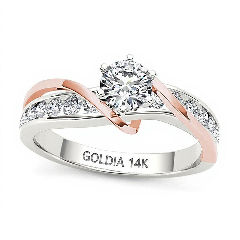 0.75 CT. TW Diamond Crossover Engagement Ring in 14K Two-Tone Gold