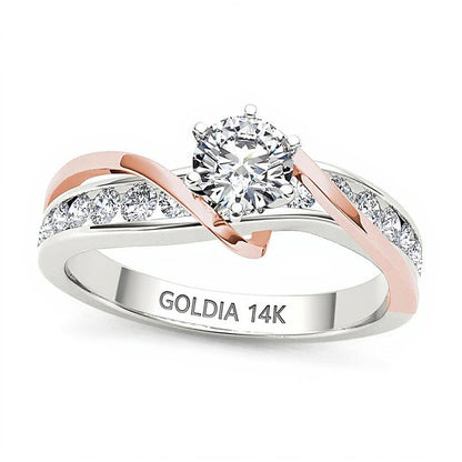 0.75 CT. TW Diamond Crossover Engagement Ring in 14K Two-Tone Gold