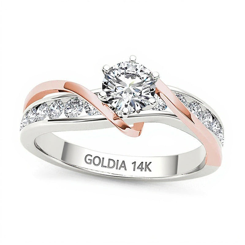 0.75 CT. TW Diamond Crossover Engagement Ring in 14K Two-Tone Gold