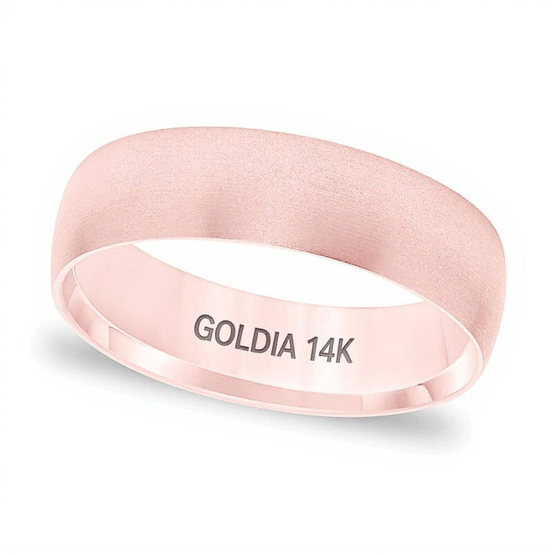 6.0mm Comfort-Fit Matte Wedding Band in 14K Rose Gold