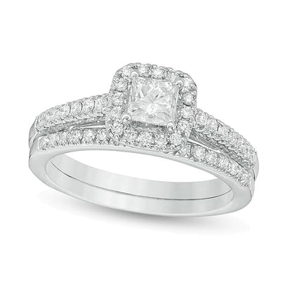 1.0 CT. TW Princess-Cut Diamond Frame Bridal Set in 14K White Gold