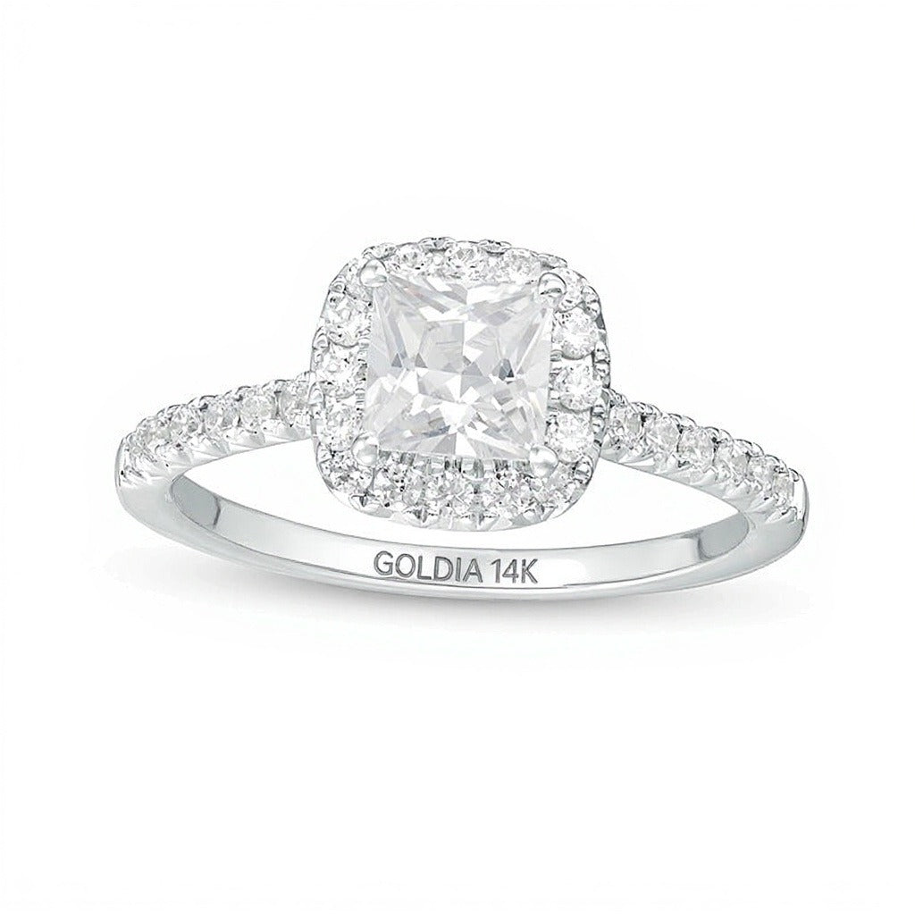 1.33 CT. TW Princess-Cut Lab-Grown Diamond Frame Engagement Ring in 14K White Gold (F/VS2)