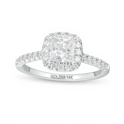1.33 CT. TW Princess-Cut Lab-Grown Diamond Frame Engagement Ring in 14K White Gold (F/VS2)