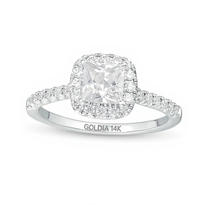 1.33 CT. TW Princess-Cut Lab-Grown Diamond Frame Engagement Ring in 14K White Gold (F/VS2)