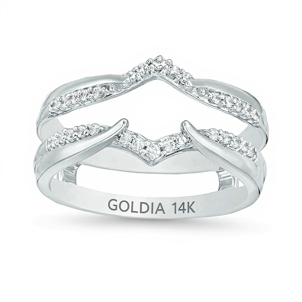 0.2 CT. TW Diamond Chevron Solitaire Enhancer in 14K White Gold