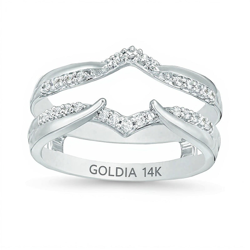 0.2 CT. TW Diamond Chevron Solitaire Enhancer in 14K White Gold