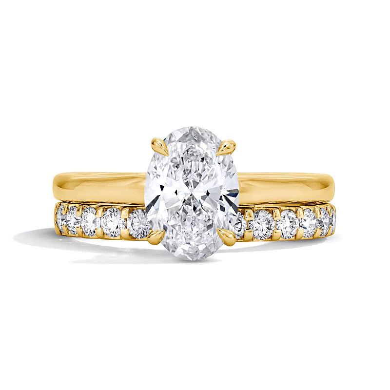 2.0 CT. TW Oval Lab-Grown Diamond Hidden Frame Bridal Set in 14K Gold (F/VS2)