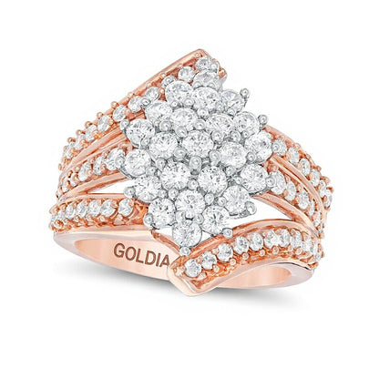 2.0 CT. TW Composite Diamond Bypass Waterfall Ring in 10K Rose Gold