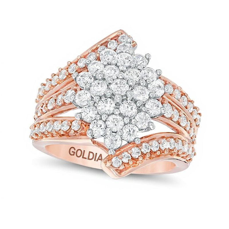 2.0 CT. TW Composite Diamond Bypass Waterfall Ring in 10K Rose Gold