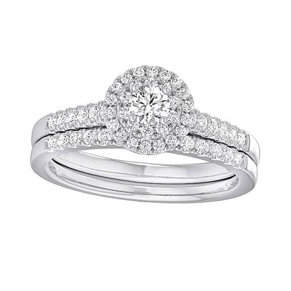 0.5 CT. TW Diamond Double Frame Bridal Set in Sterling Silver