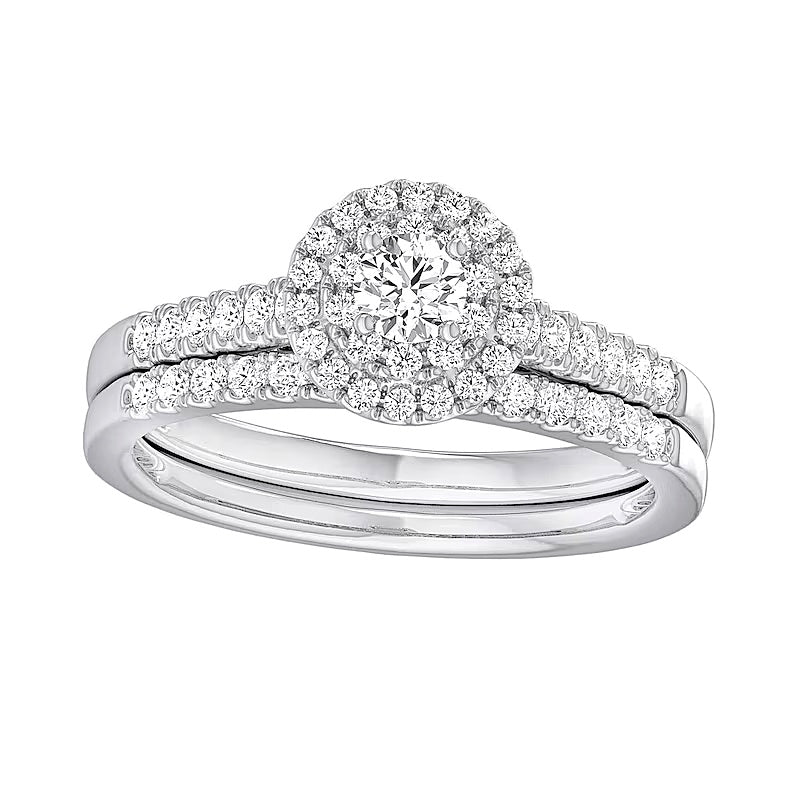 0.5 CT. TW Diamond Double Frame Bridal Set in Sterling Silver