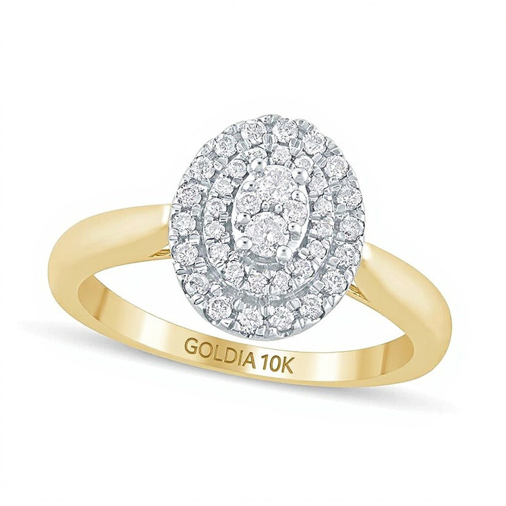 0.33 CT. TW Composite Oval Diamond Double Frame Engagement Ring in 10K Gold