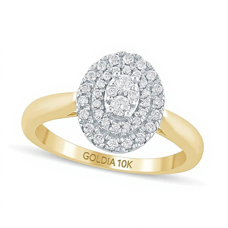 0.33 CT. TW Composite Oval Diamond Double Frame Engagement Ring in 10K Gold