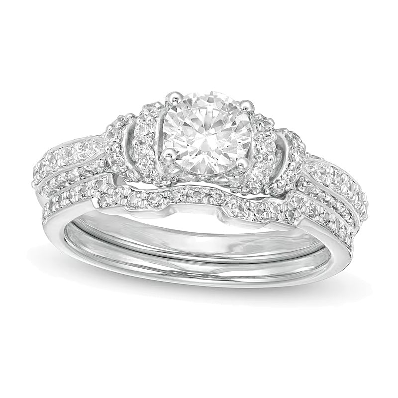 1.2 CT. TW Diamond Collar Bridal Set in 14K White Gold