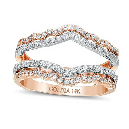 0.5 CT. TW Diamond Scallop Solitaire Enhancer in 14K Two-Tone Gold