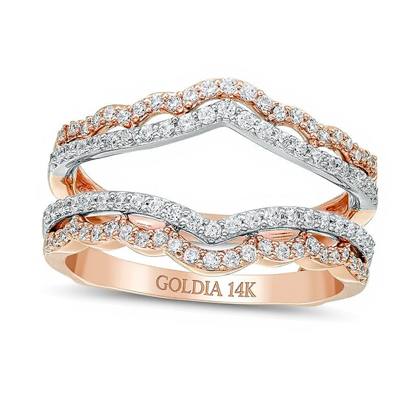 0.5 CT. TW Diamond Scallop Solitaire Enhancer in 14K Two-Tone Gold
