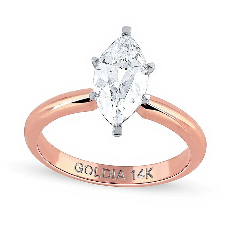 1.0 CT. Marquise-Cut Lab-Grown Diamond Solitaire Engagement Ring in 14K Rose Gold (F/VS2)
