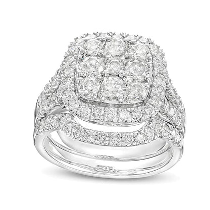 2.25 CT. TW Cushion-Shaped Multi-Diamond Frame Split Shank Bridal Set in 14K White Gold