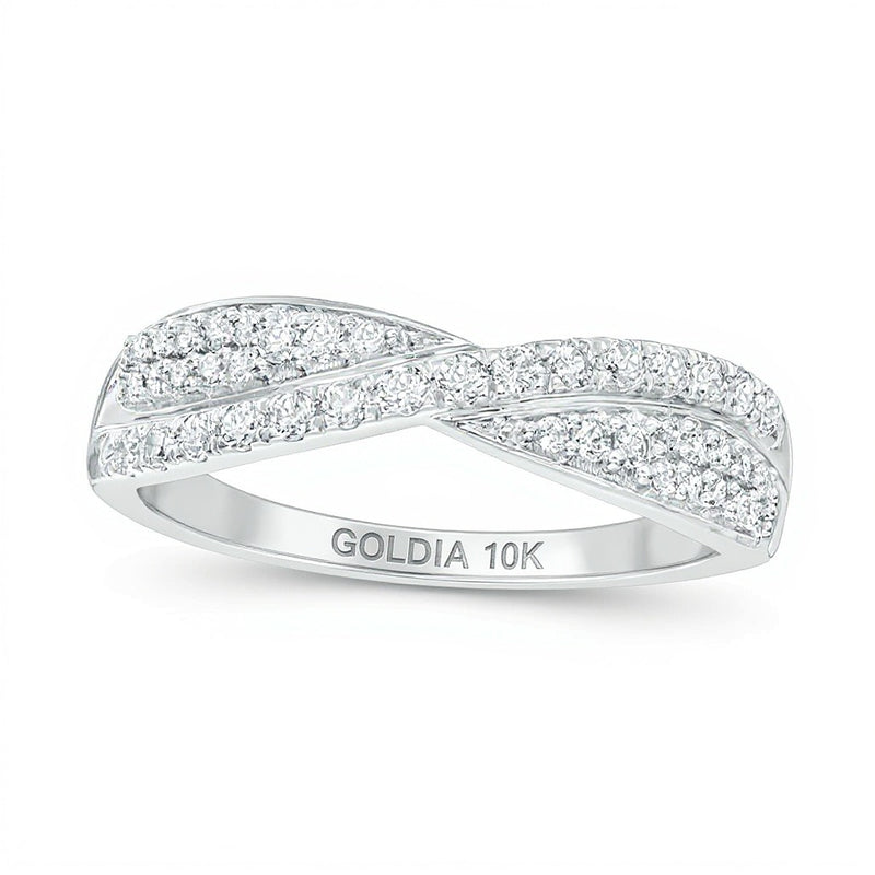 0.33 CT. TW Diamond Crossover Wedding Band in 10K White Gold