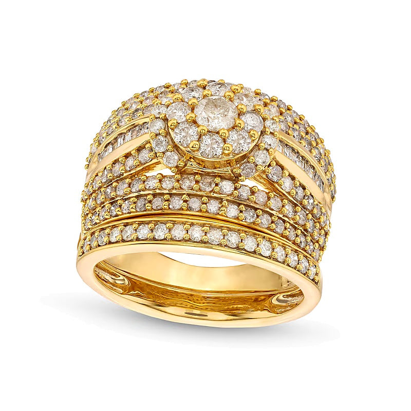 1.75 CT. TW Multi-Diamond Multi-Row Bridal Set in 10K Gold