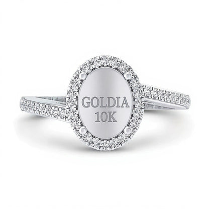 0.33 CT. TW Oval Multi-Diamond Frame Bypass Ring in 10K White Gold