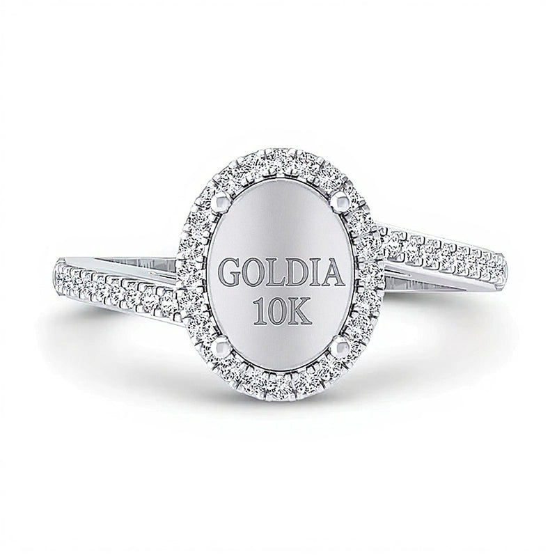 0.33 CT. TW Oval Multi-Diamond Frame Bypass Ring in 10K White Gold