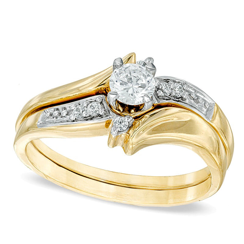 0.25 CT. TW Diamond Slant Bridal Set in 10K Gold