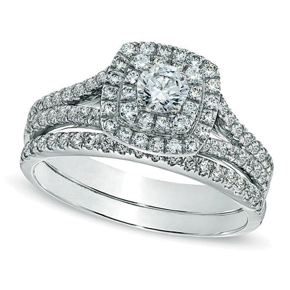 1.0 CT. TW Diamond Frame Bridal Set in 14K White Gold (I/I1)