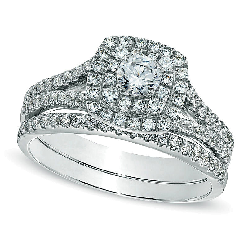 1.0 CT. TW Diamond Frame Bridal Set in 14K White Gold (I/I1)