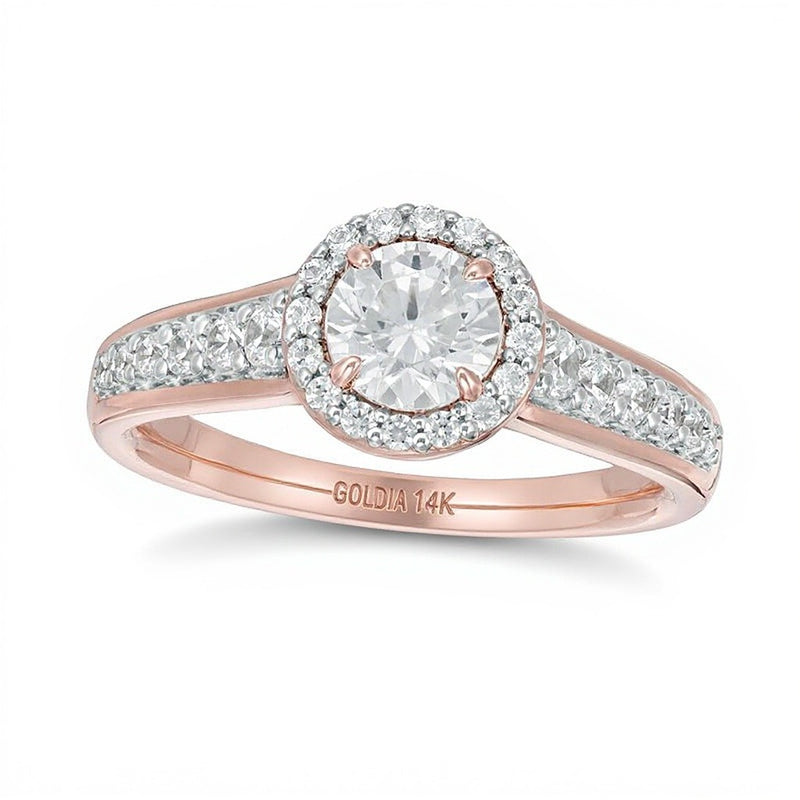 1.0 CT. TW Diamond Frame Engagement Ring in 14K Rose Gold