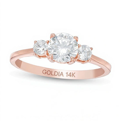 1.0 CT. TW Diamond Three Stone Engagement Ring in 14K Rose Gold