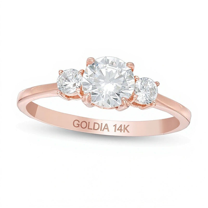 1.0 CT. TW Diamond Three Stone Engagement Ring in 14K Rose Gold