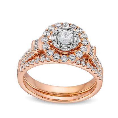 1.0 CT. TW Diamond Double Row Bridal Set in 10K Rose Gold