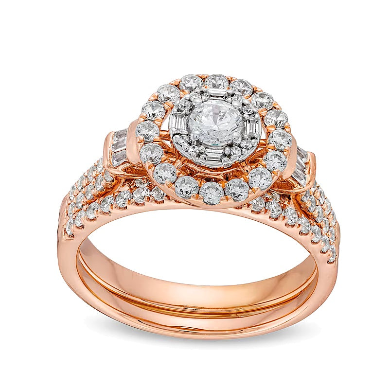 1.0 CT. TW Diamond Double Row Bridal Set in 10K Rose Gold