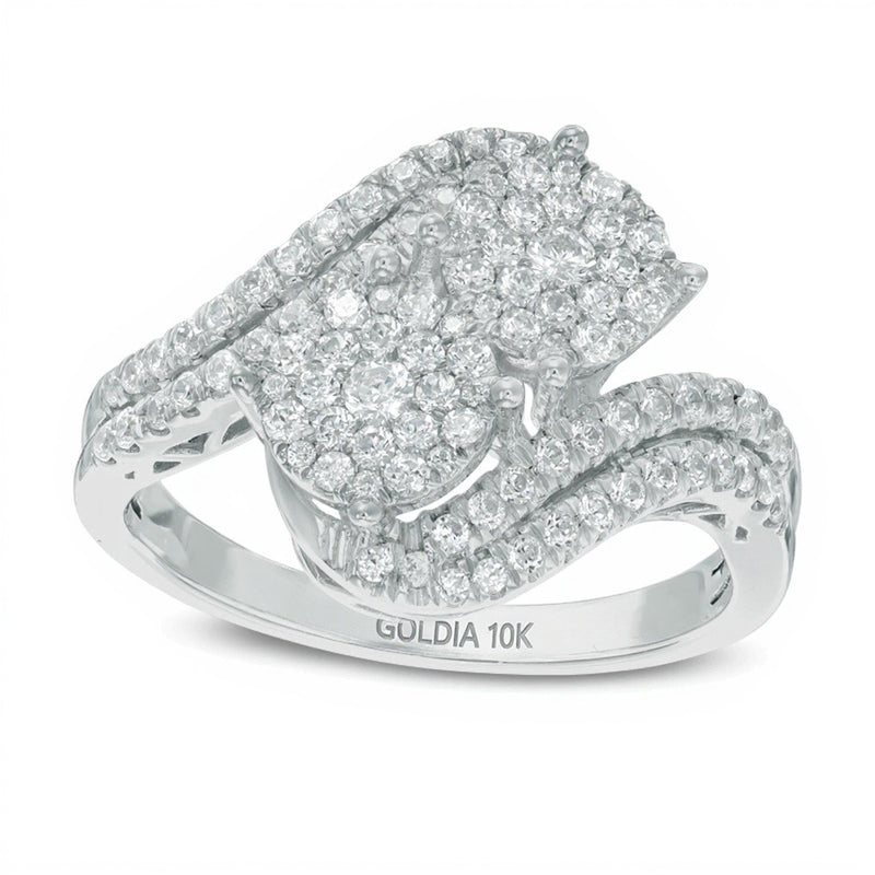 0.75 CT. TW Multi-Diamond Bypass Ring in 10K White Gold
