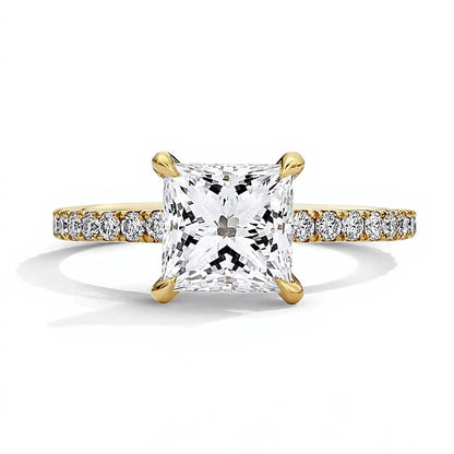 2.5 CT. TW Princess-Cut Lab-Grown Diamond Hidden Frame Engagement Ring in 18K Gold (D/IF)